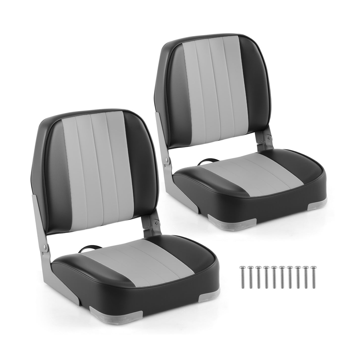 2-Pack Folding Low Back Boat Seats, Waterproof PVC Leather, Gray Surfing Gray at Gallery Canada