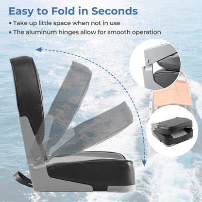 2-Pack Folding Low Back Boat Seats, Waterproof PVC Leather, Gray Surfing at Gallery Canada