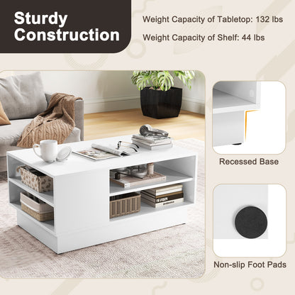 Modern Coffee Table With 2-Tier Storage Shelves, White Coffee Tables at Gallery Canada