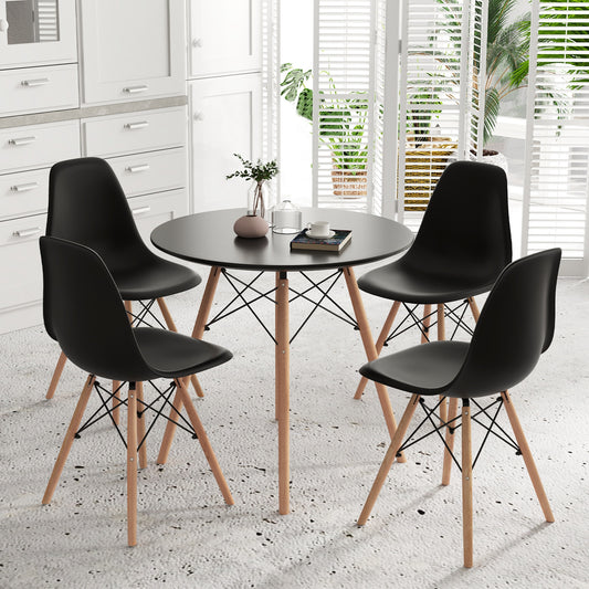5 Piece Dining Table Set, Solid Wood Leg, Black Dining Room Sets Black at Gallery Canada