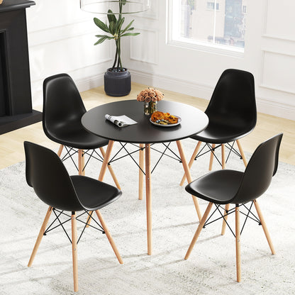 5 Piece Dining Table Set, Solid Wood Leg, Black Dining Room Sets at Gallery Canada