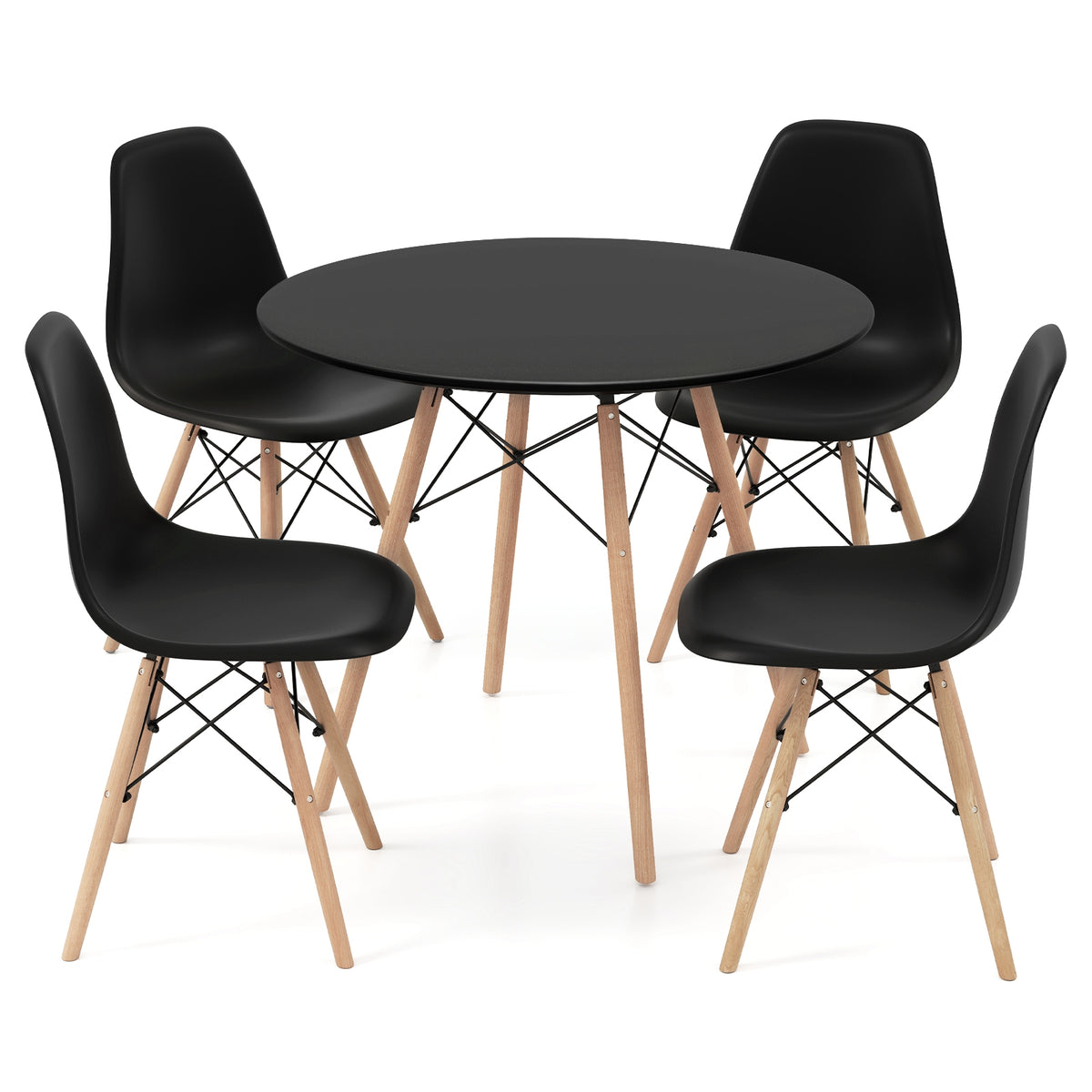 5 Piece Dining Table Set, Solid Wood Leg, Black Dining Room Sets at Gallery Canada