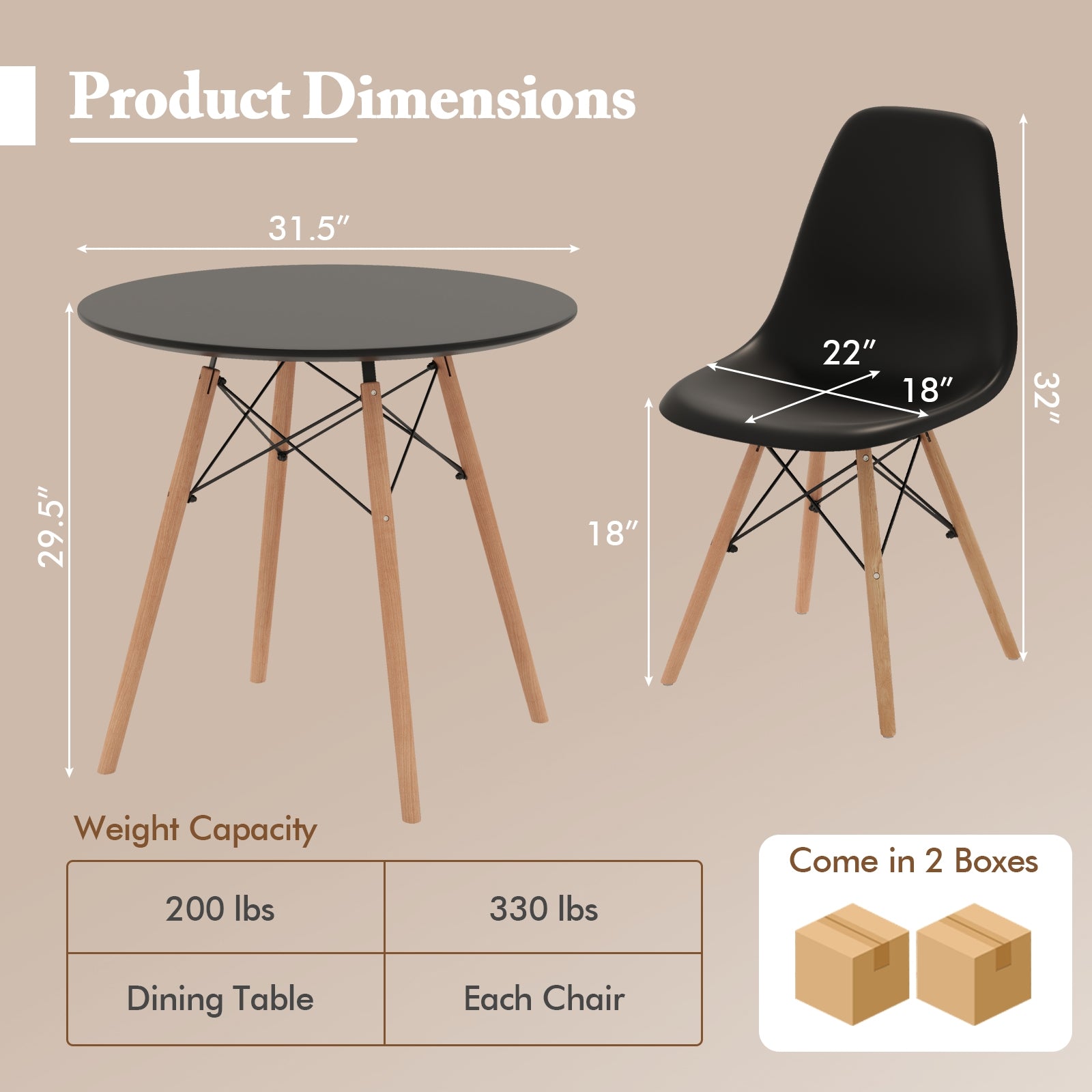 5 Piece Dining Table Set, Solid Wood Leg, Black Dining Room Sets at Gallery Canada
