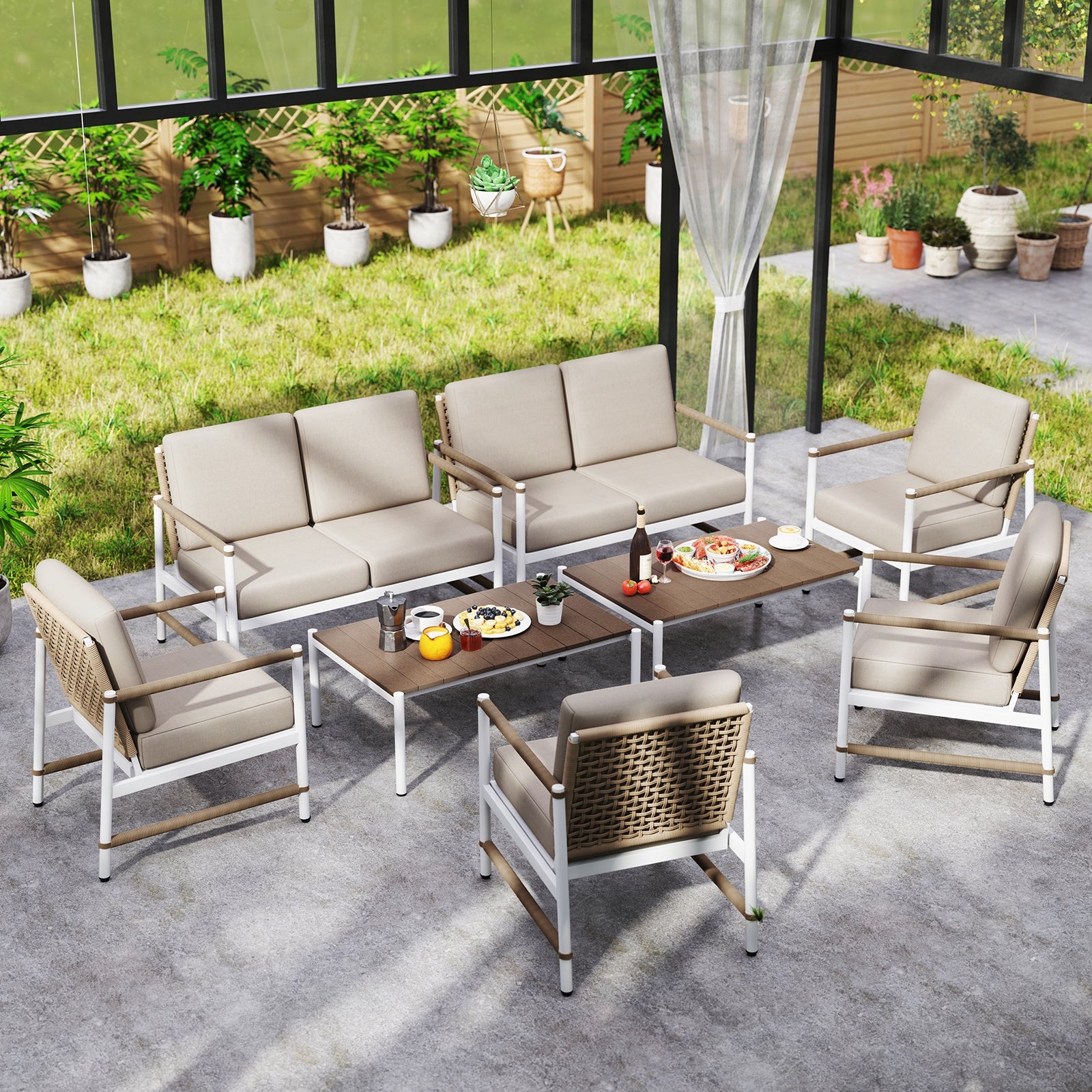 4-Piece Patio Furniture Set, With Thick Cushions And Coffee Table, Gray Patio Conversation Sets at Gallery Canada