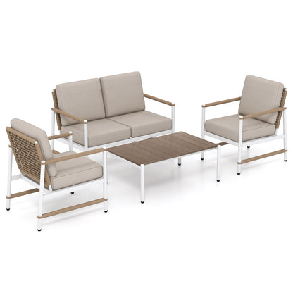 4-Piece Patio Furniture Set, With Thick Cushions And Coffee Table, Gray Patio Conversation Sets Gray at Gallery Canada