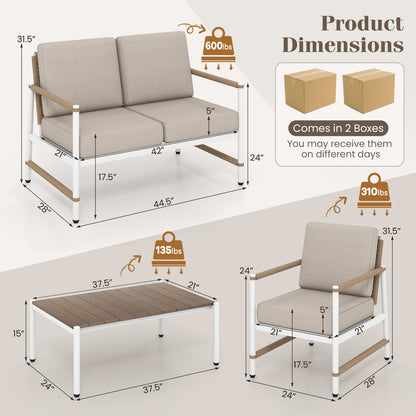 4-Piece Patio Furniture Set, With Thick Cushions And Coffee Table, Gray Patio Conversation Sets at Gallery Canada