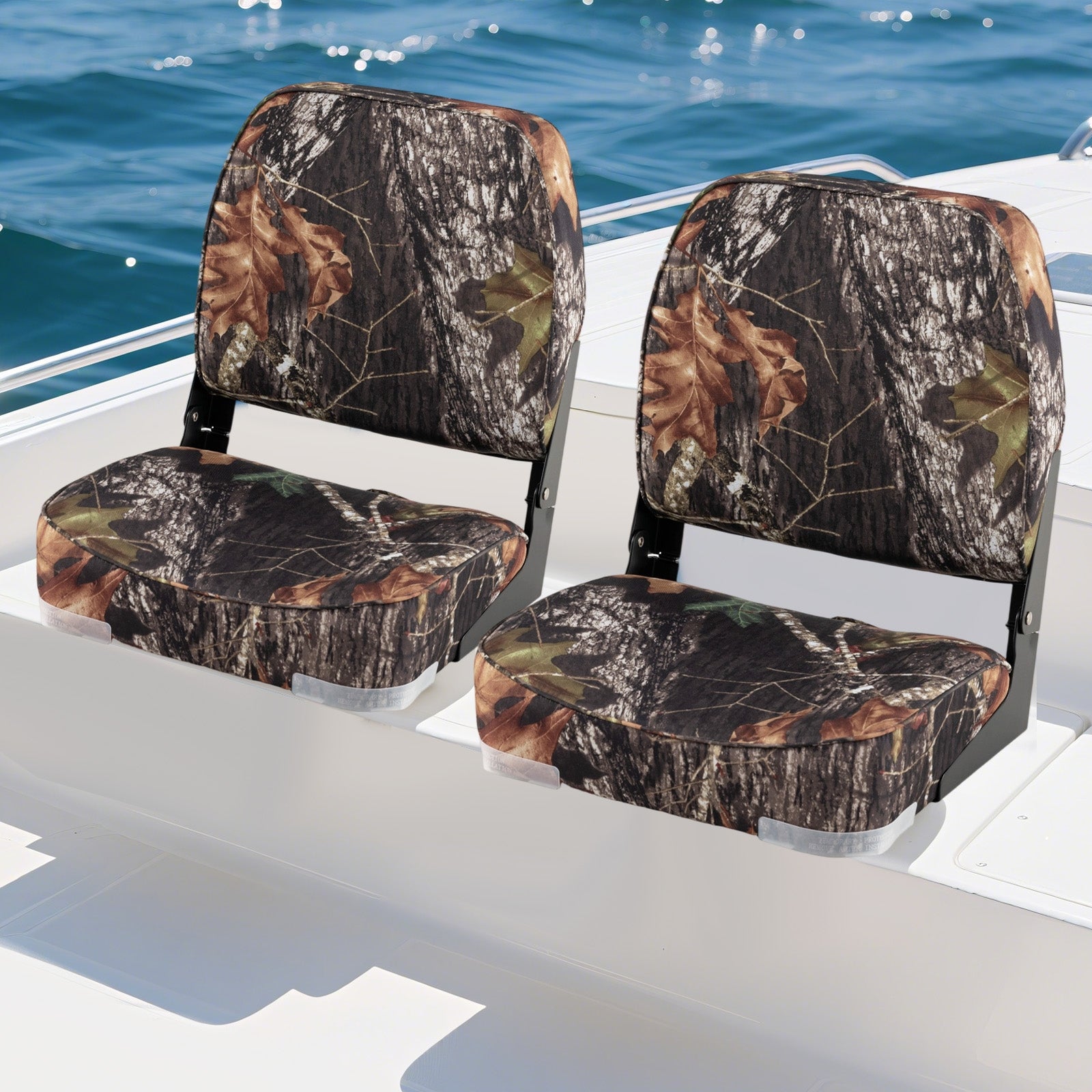2-Pack Folding Low Back Boat Seats, Waterproof PVC Leather, Camouflage Surfing at Gallery Canada