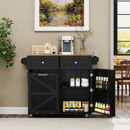 Rolling Kitchen Island With Trash Can Cabinet, Black Kitchen Islands & Carts at Gallery Canada