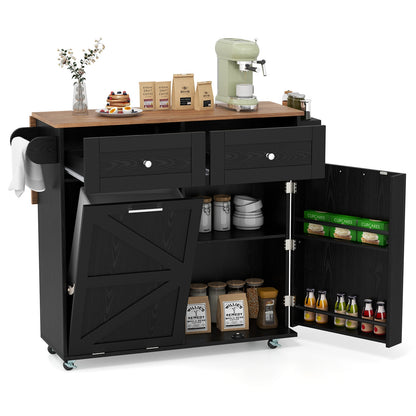 Rolling Kitchen Island With Trash Can Cabinet, Black Kitchen Islands & Carts at Gallery Canada
