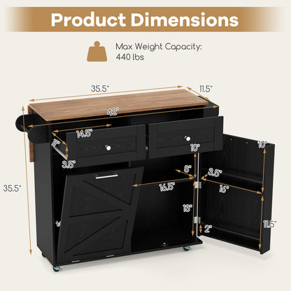 Rolling Kitchen Island With Trash Can Cabinet, Black Kitchen Islands & Carts at Gallery Canada
