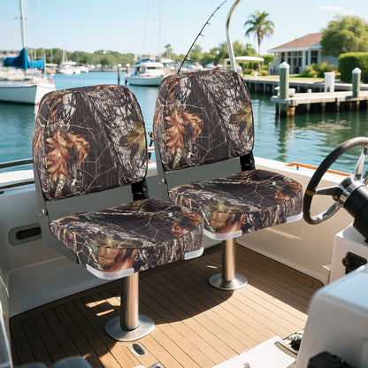 2-Pack Folding Low Back Boat Seats, Waterproof PVC Leather, Camouflage Surfing at Gallery Canada
