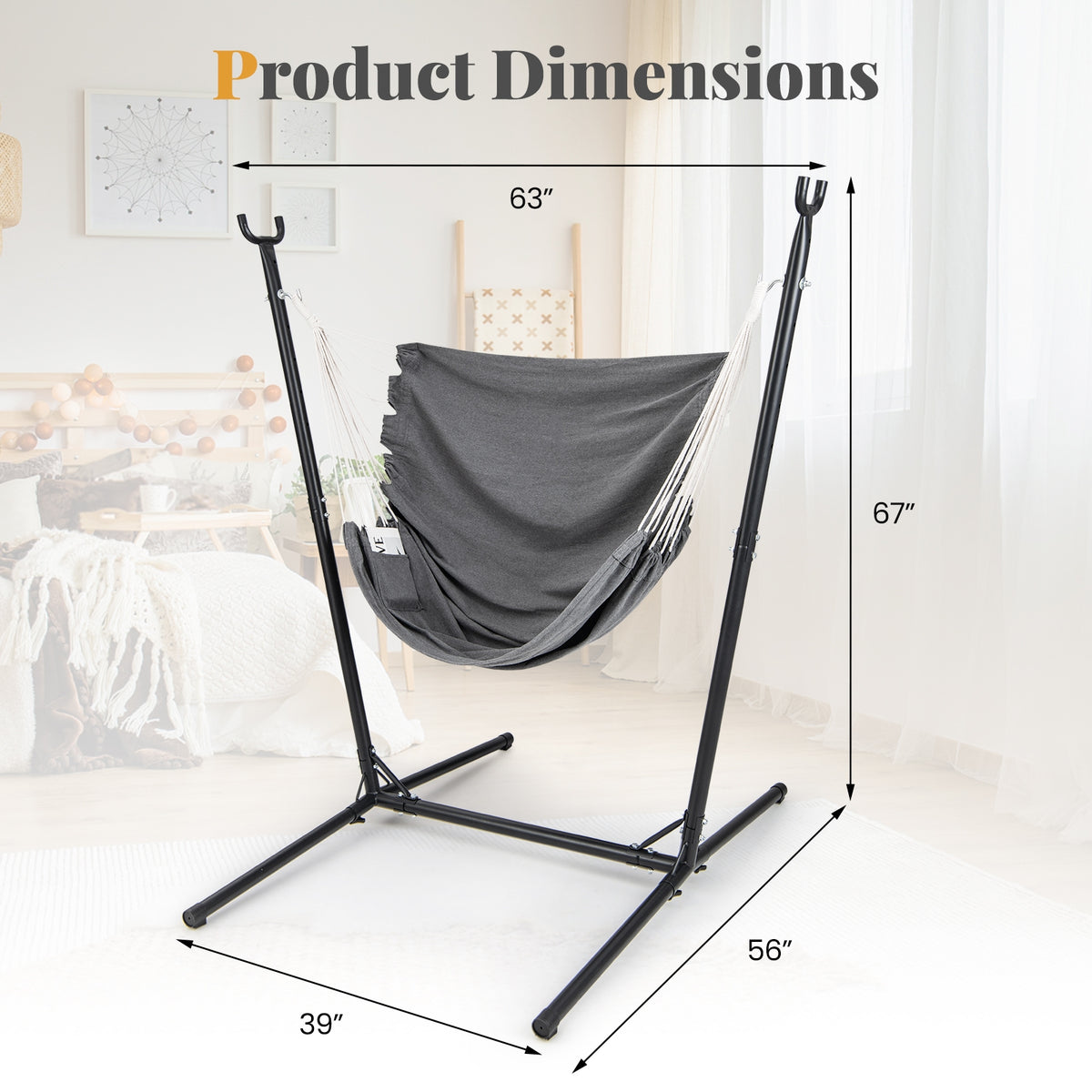 Hammock Chair With Stand, Adjustable Height, Gray Hammocks at Gallery Canada