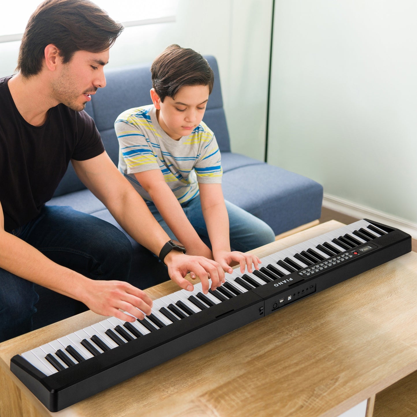 88 Key Foldable Electric Keyboard Piano, Wireless MIDI, Dual Speakers, Black Pianos & Keyboards at Gallery Canada