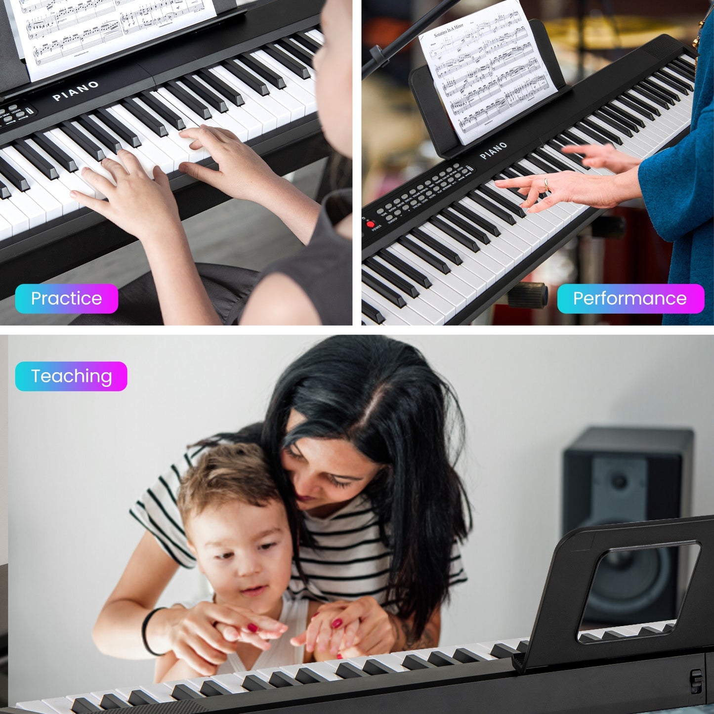 88 Key Foldable Electric Keyboard Piano, Wireless MIDI, Dual Speakers, Black Pianos & Keyboards at Gallery Canada