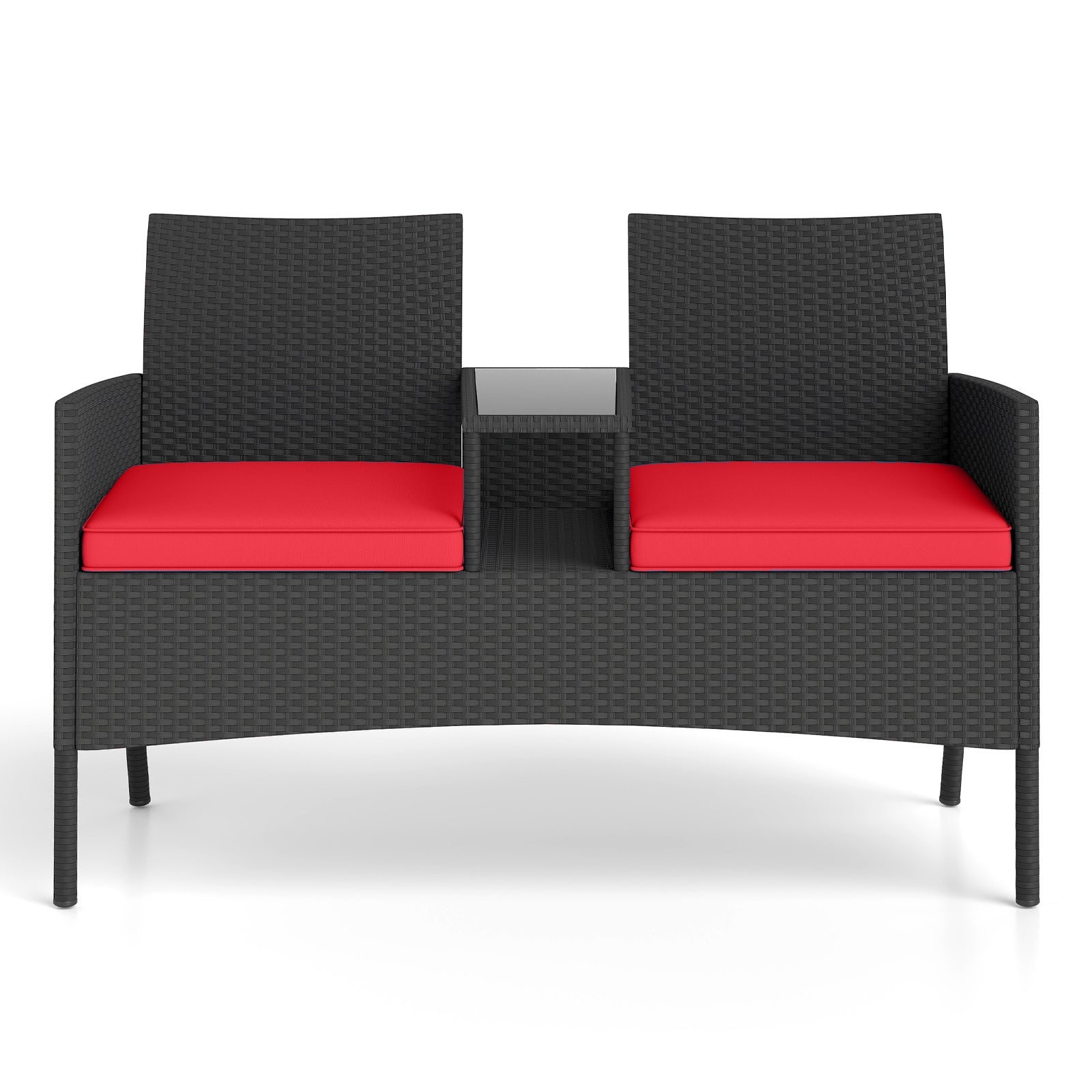 Patio Loveseat With Built-In Table, Red Patio Conversation Sets Red at Gallery Canada