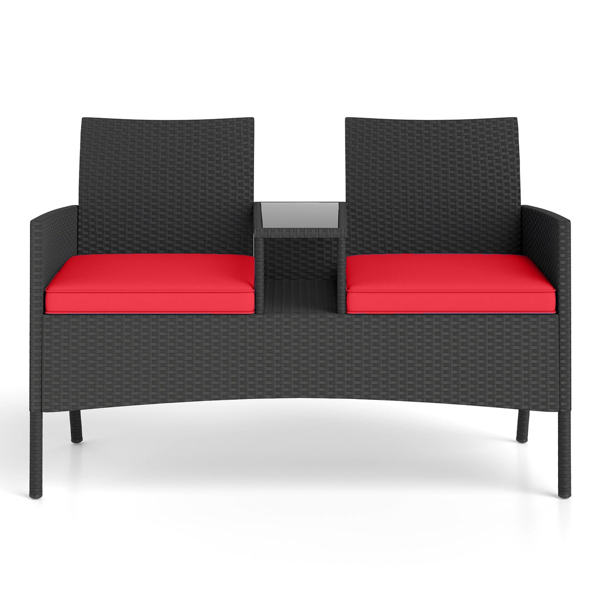Patio Loveseat With Built-In Table, Red Patio Conversation Sets Red at Gallery Canada