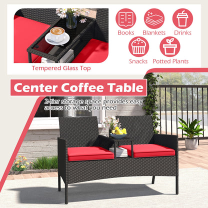 Patio Loveseat With Built-In Table, Red Patio Conversation Sets at Gallery Canada