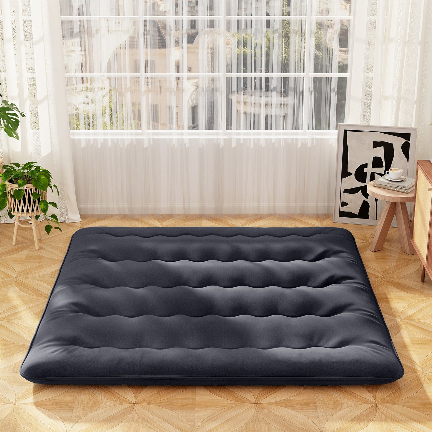 Futon Mattress With Washable Cover, Foldable Mat, King Size, Black Mattresses at Gallery Canada