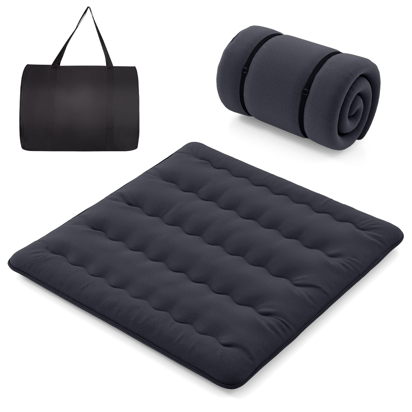 Futon Mattress With Washable Cover, Foldable Mat, King Size, Black Mattresses Black at Gallery Canada