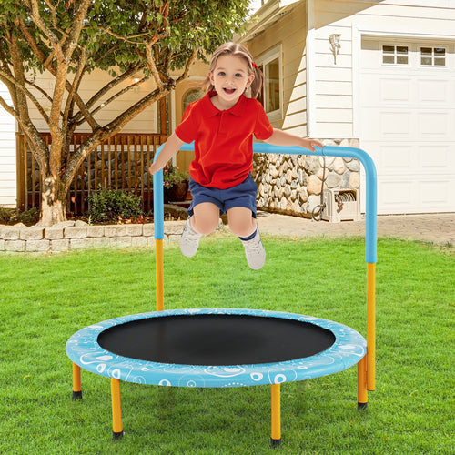 36 Inch Kids Trampoline, Mini Rebounder With Handrail, Orange