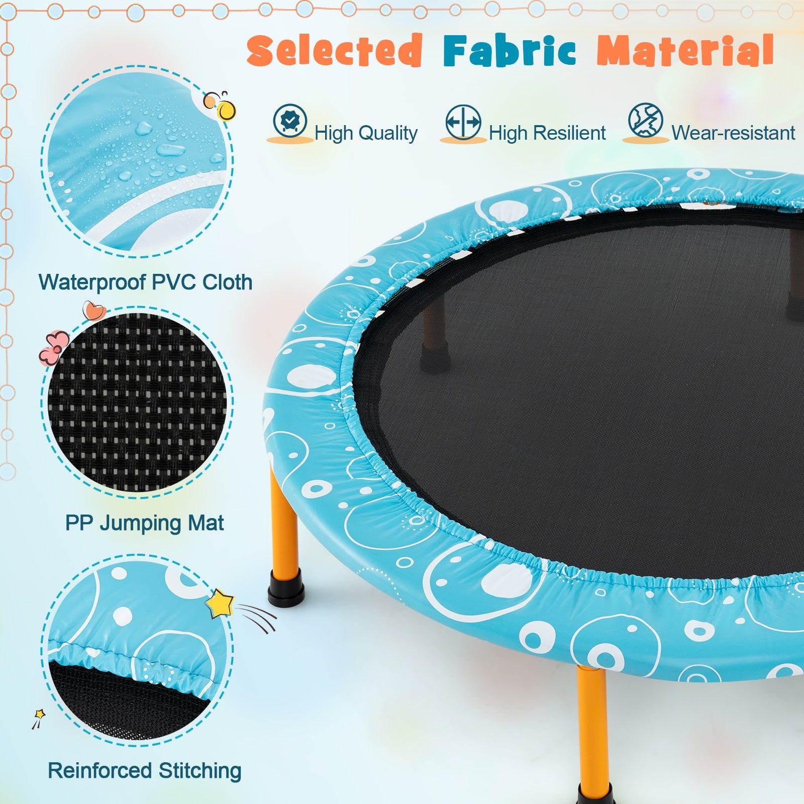 36 Inch Kids Trampoline, Mini Rebounder With Handrail, Orange Trampolines at Gallery Canada