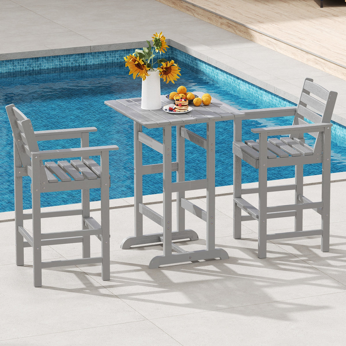 HDPE Adirondack Patio Bar Chairs Set of 2, Gray Adirondack Chairs at Gallery Canada