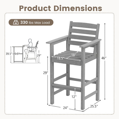HDPE Adirondack Patio Bar Chairs Set of 2, Gray Adirondack Chairs at Gallery Canada