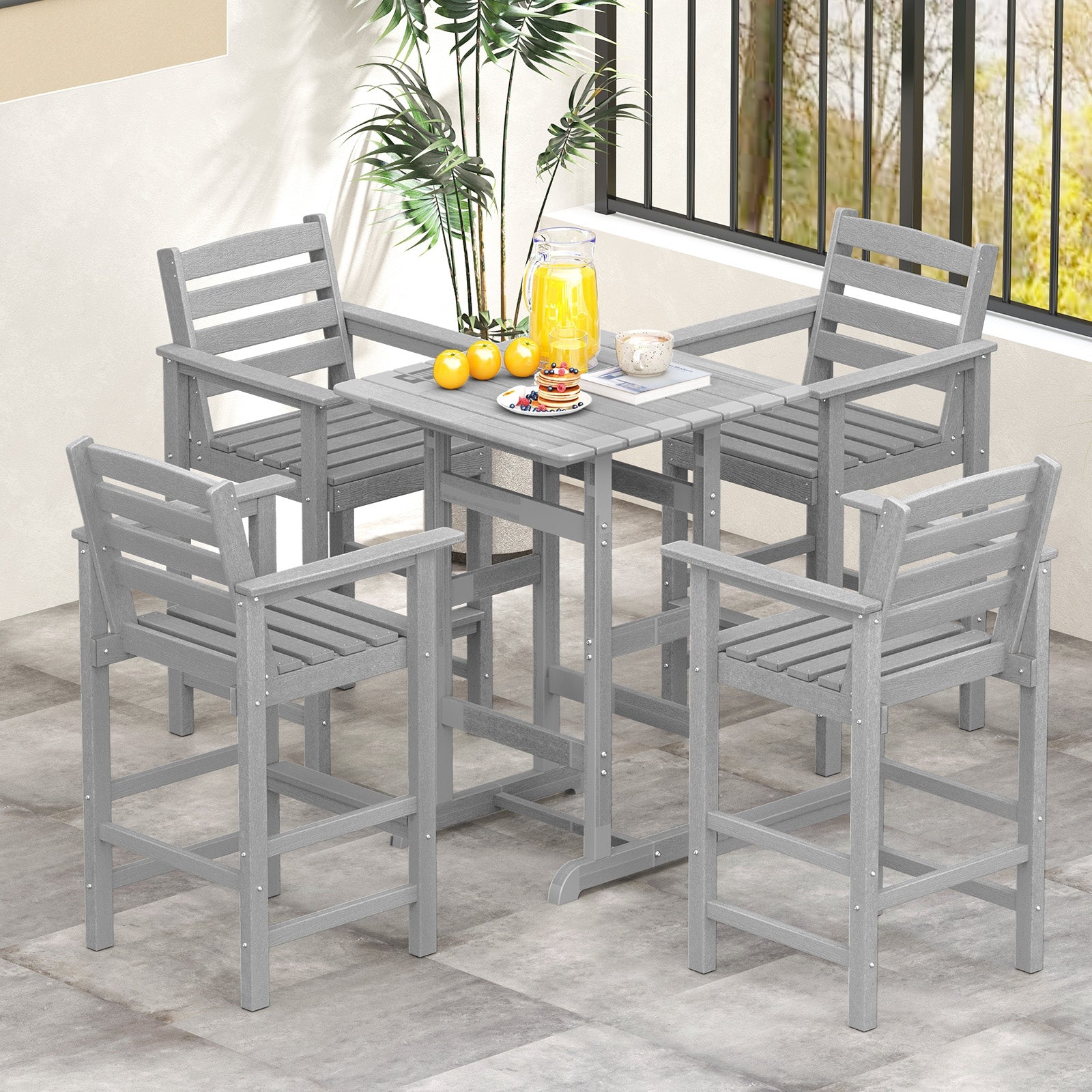 HDPE Adirondack Patio Bar Chairs Set of 2, Gray Adirondack Chairs at Gallery Canada