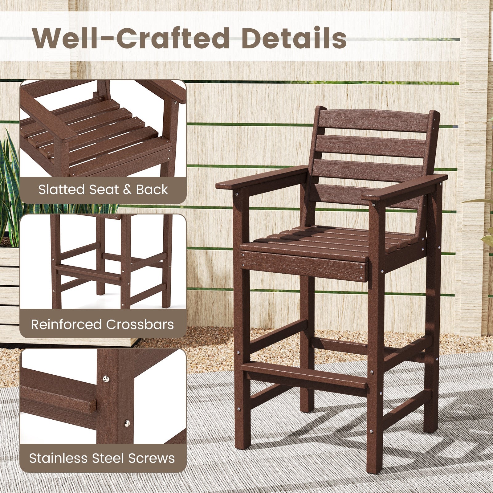 HDPE Adirondack Bar Chairs Set of 2, Brown Adirondack Chairs at Gallery Canada