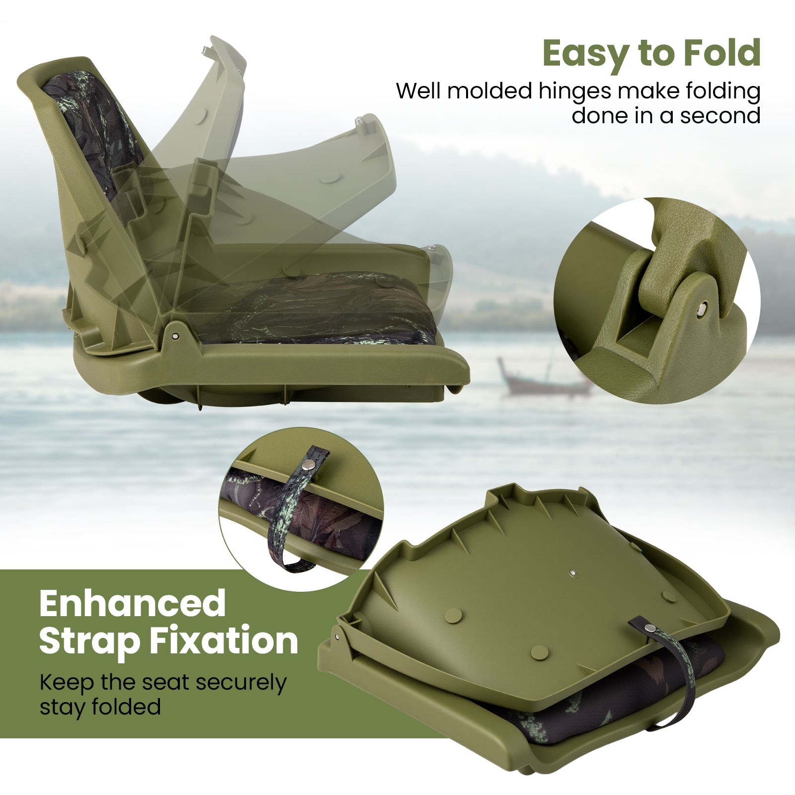 Folding Low Back Boat Chair, Marine-Grade PVC, Green Water Sports at Gallery Canada