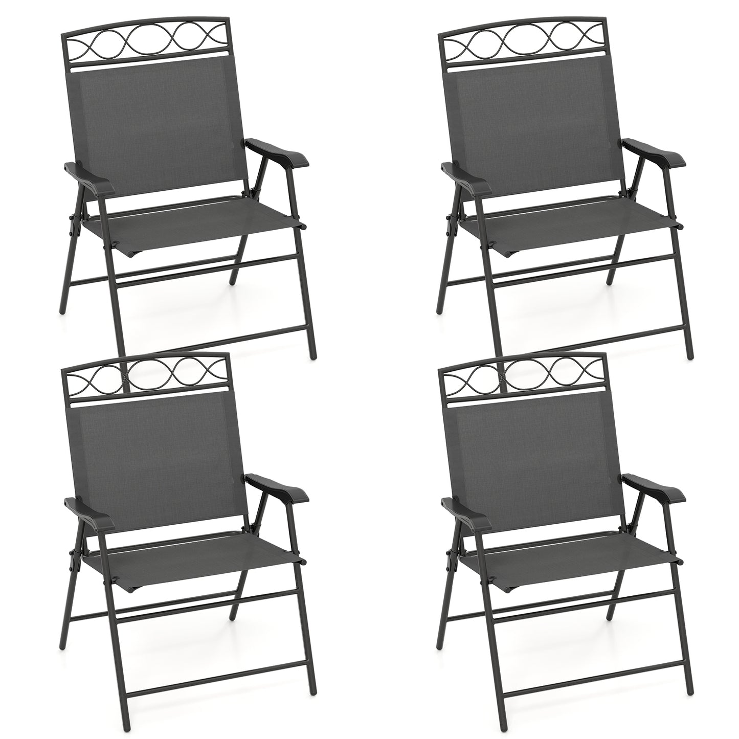 Set Of 4 Patio Folding Dining Chairs With Armrests, Gray Patio Dining Chairs at Gallery Canada