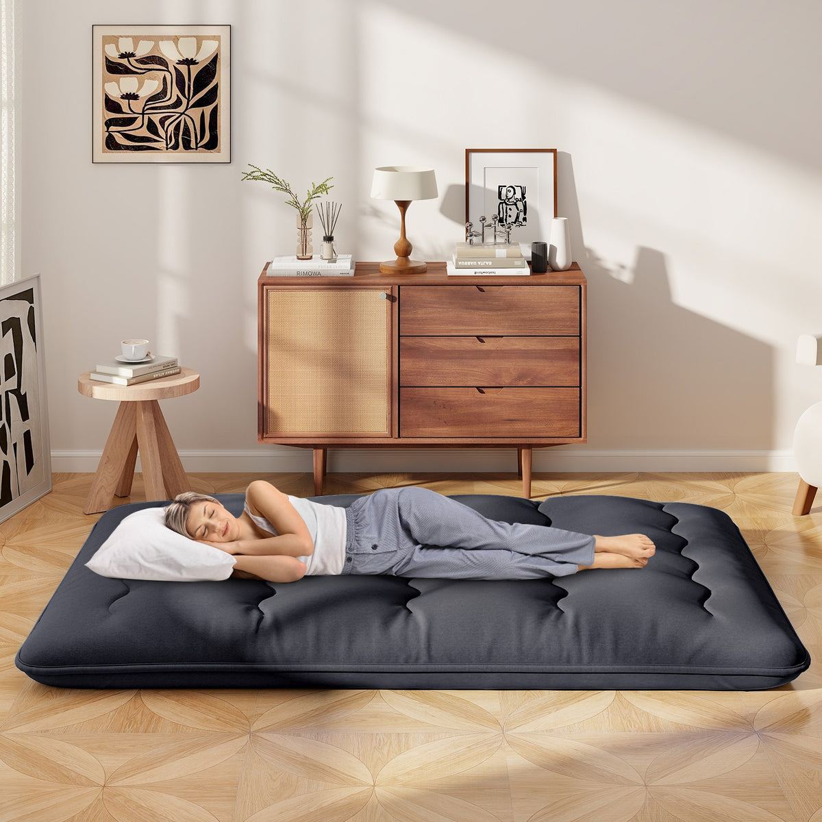 Full Size Futon Mattress, Washable Cover, Foldable Mat, Black Mattresses at Gallery Canada