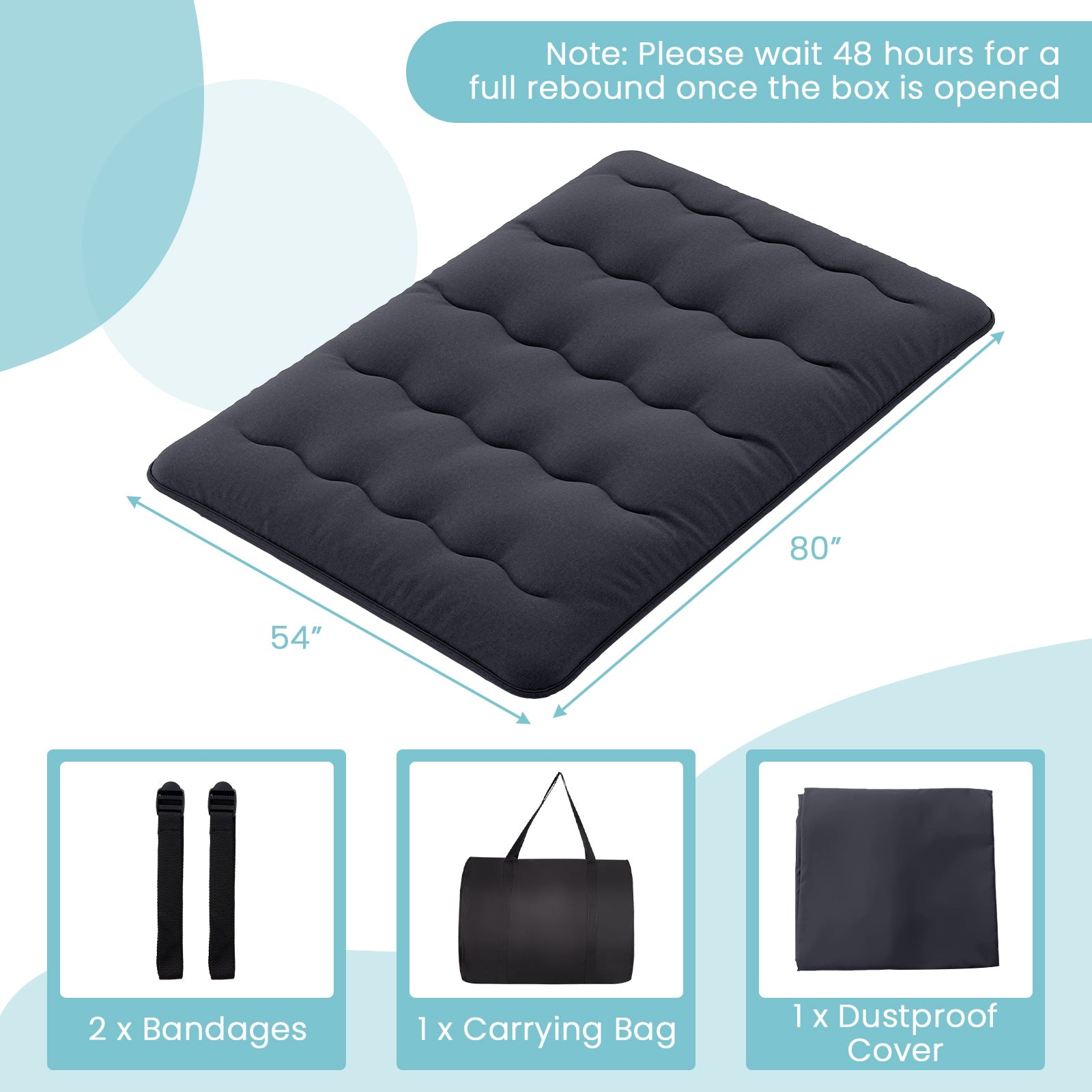 Full Size Futon Mattress, Washable Cover, Foldable Mat, Black Mattresses at Gallery Canada