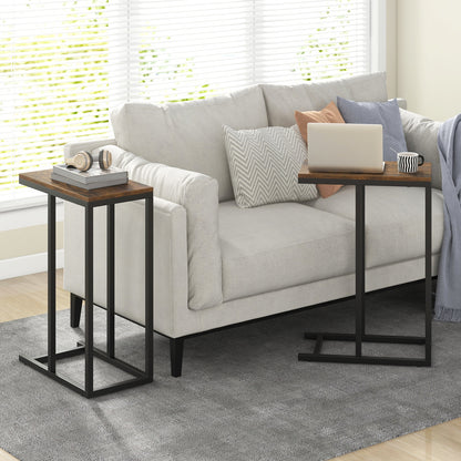 C-Shaped Side Table, Heavy-Duty Metal Frame, Rustic Brown End & Side Tables at Gallery Canada