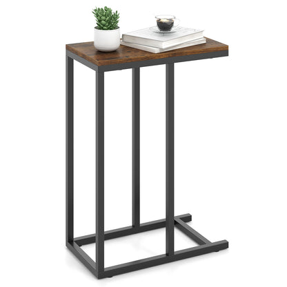 C-Shaped Side Table, Heavy-Duty Metal Frame, Rustic Brown End & Side Tables at Gallery Canada