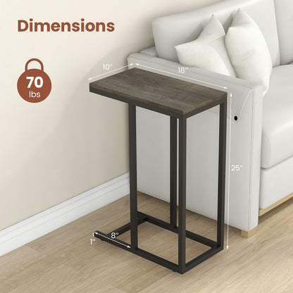 C-Shaped Side Table, Heavy-Duty Metal Frame, Oak End & Side Tables at Gallery Canada