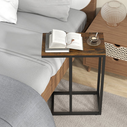 C-Shaped Side Table, Heavy-Duty Metal Frame, Rustic Brown End & Side Tables at Gallery Canada