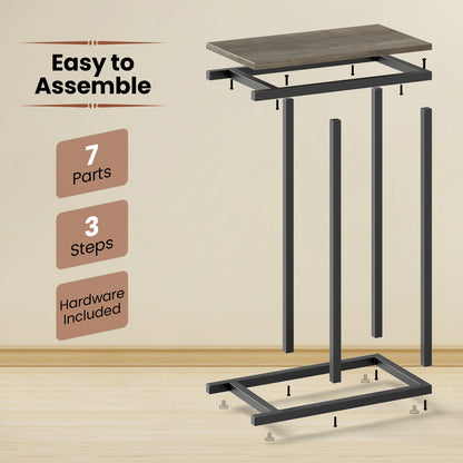 C-Shaped Side Table, Heavy-Duty Metal Frame, Oak End & Side Tables at Gallery Canada