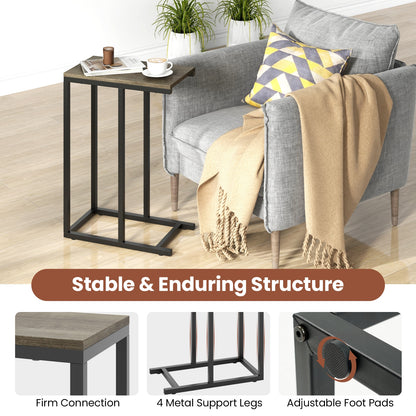 C-Shaped Side Table, Heavy-Duty Metal Frame, Oak End & Side Tables at Gallery Canada