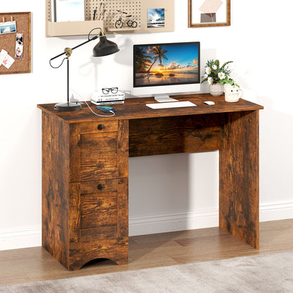 Wooden Computer Desk With 3 Drawers, Rustic Brown Computer Desks at Gallery Canada
