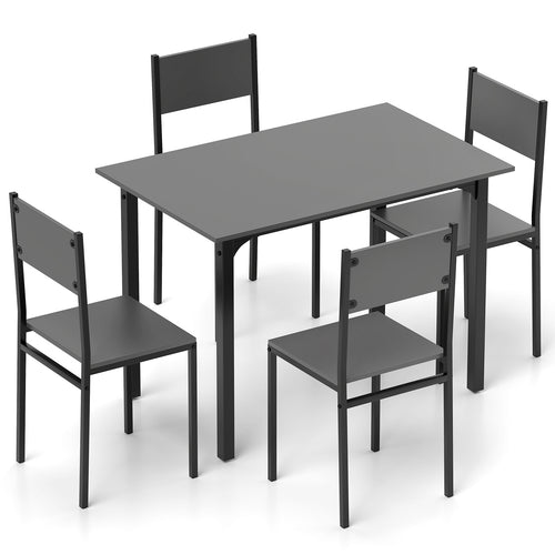 5 Piece Dining Table Set, Industrial Style, Kitchen Table And Chairs For 4, Gray