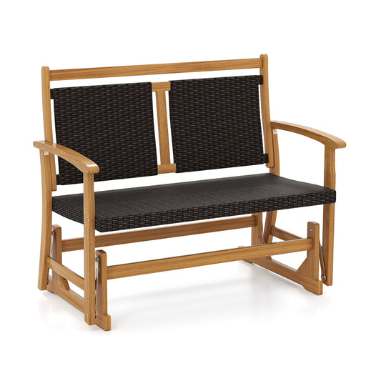 Rattan Glider Bench, Acacia Wood Frame, Brown Patio Rocking Chairs & Gliders Brown at Gallery Canada