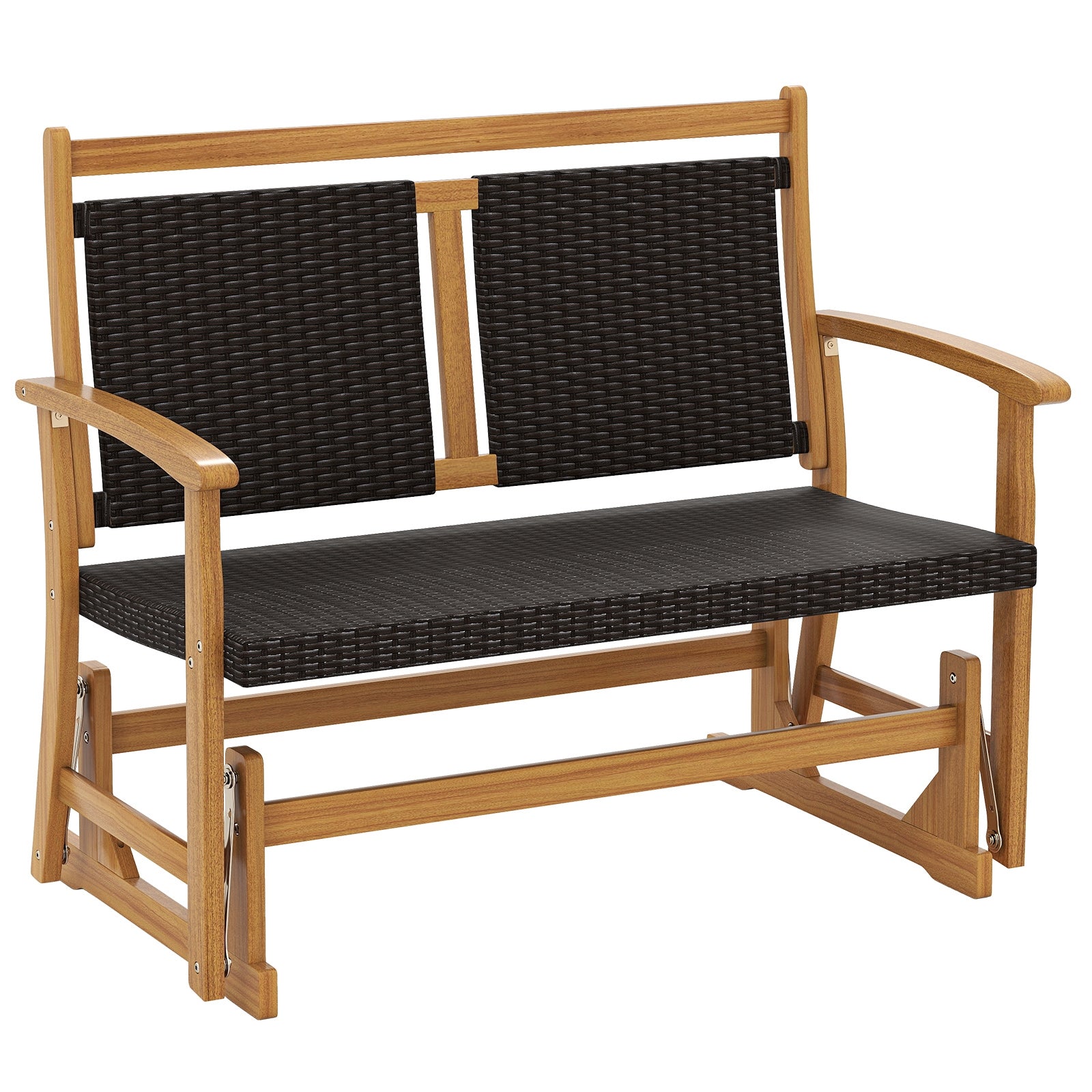 Rattan Glider Bench, Acacia Wood Frame, Brown Patio Rocking Chairs & Gliders at Gallery Canada