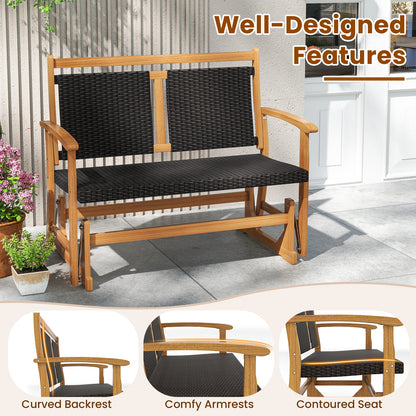 Rattan Glider Bench, Acacia Wood Frame, Brown Patio Rocking Chairs & Gliders at Gallery Canada