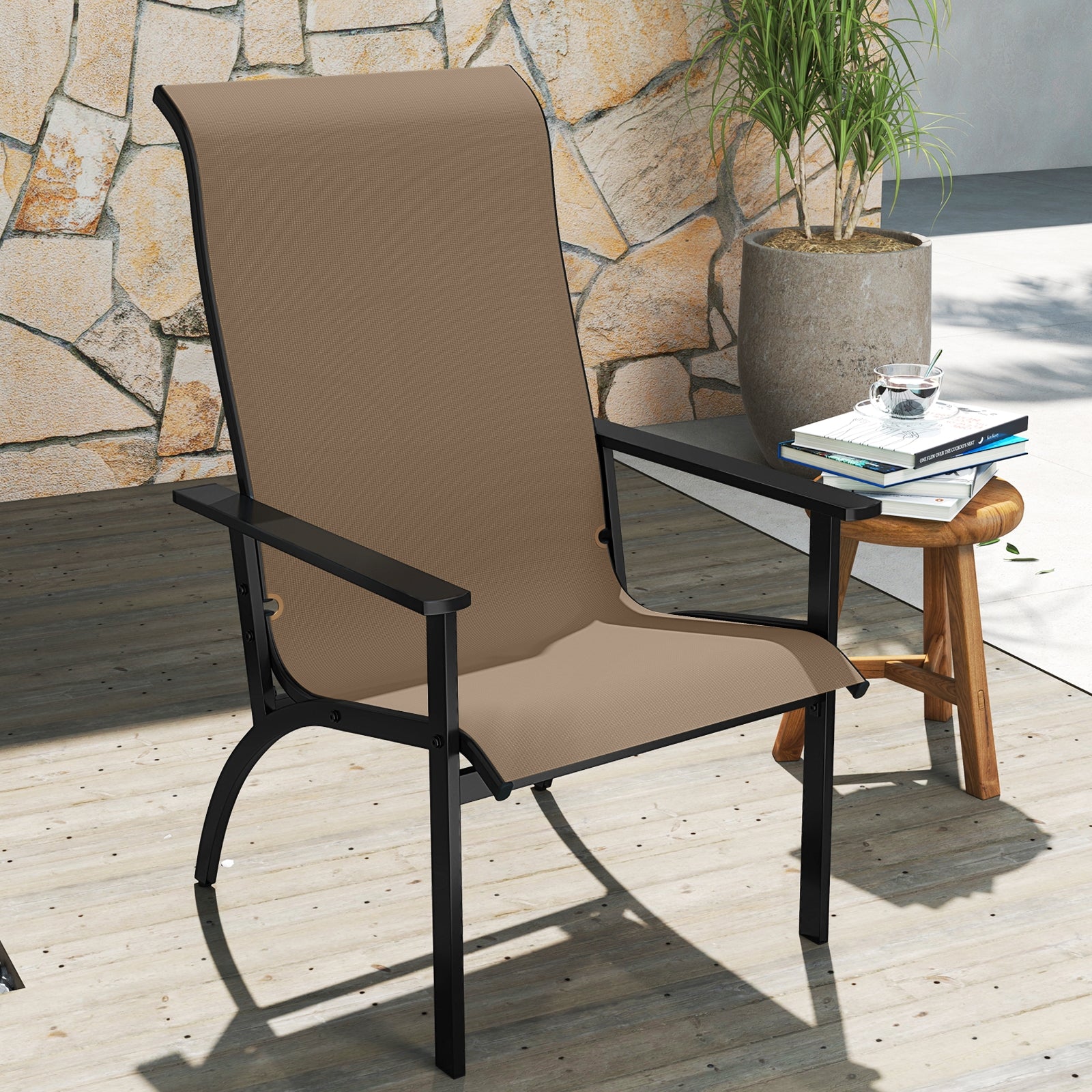 Outdoor Adirondack Chair, High Back Metal Frame, Porch Garden Coffee Adirondack Chairs at Gallery Canada