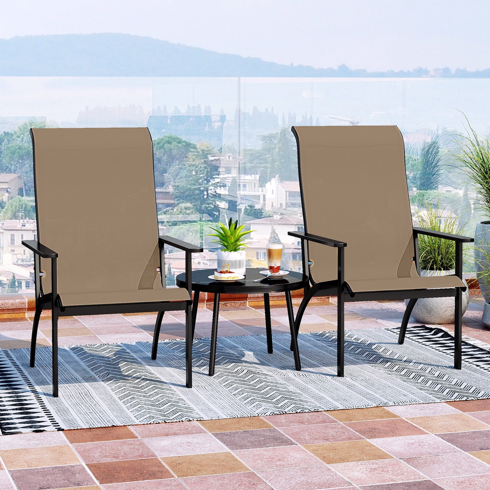 Outdoor Adirondack Chair, High Back Metal Frame, Porch Garden Coffee Adirondack Chairs at Gallery Canada