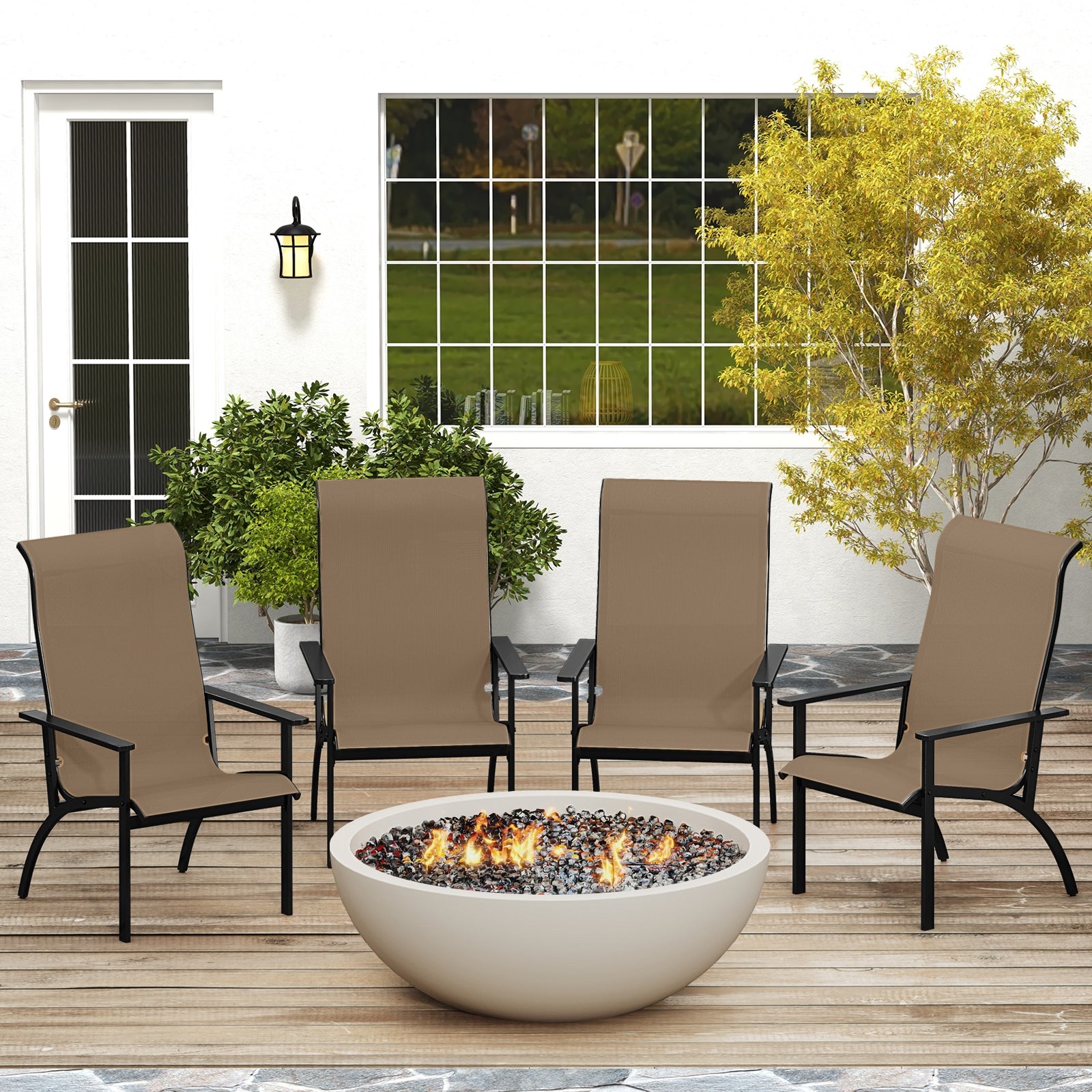 Outdoor Adirondack Chair, High Back Metal Frame, Porch Garden Coffee Adirondack Chairs at Gallery Canada