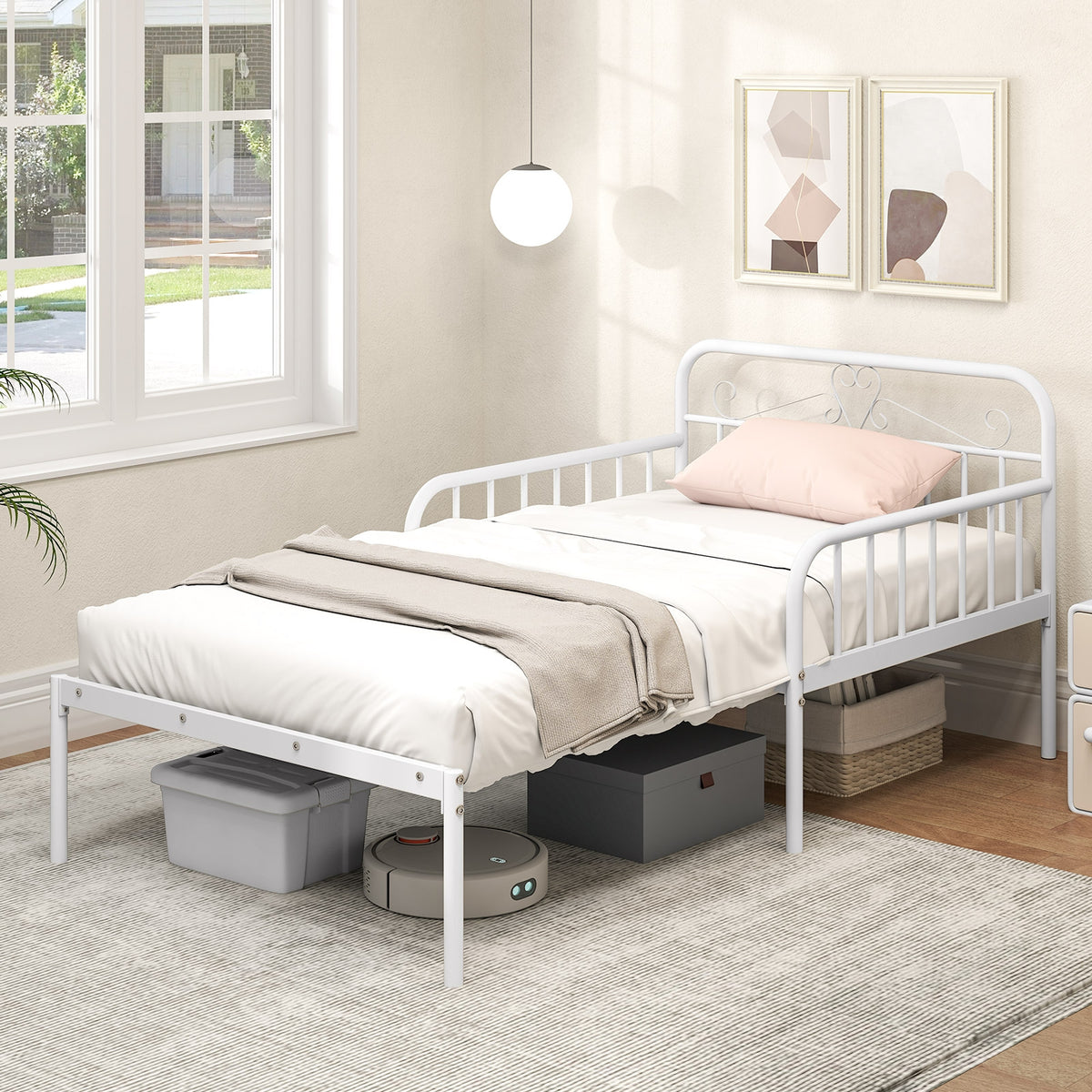 Extendable Metal Daybed To Twin Size Bed, White Bunk Bed Frame at Gallery Canada