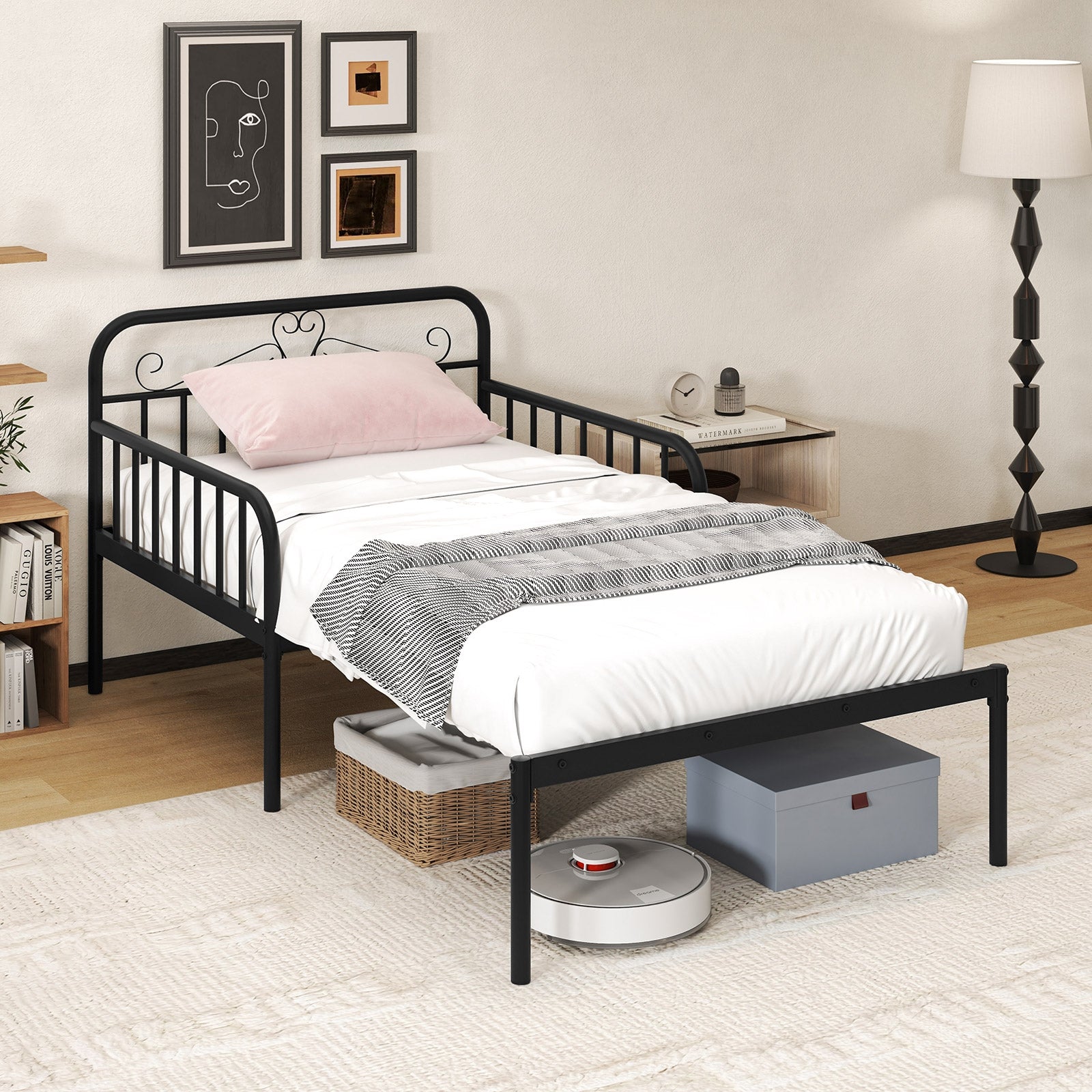 Extendable Metal Daybed To Twin Size, With Guardrails And Armrests, Black Bunk Bed Frame at Gallery Canada