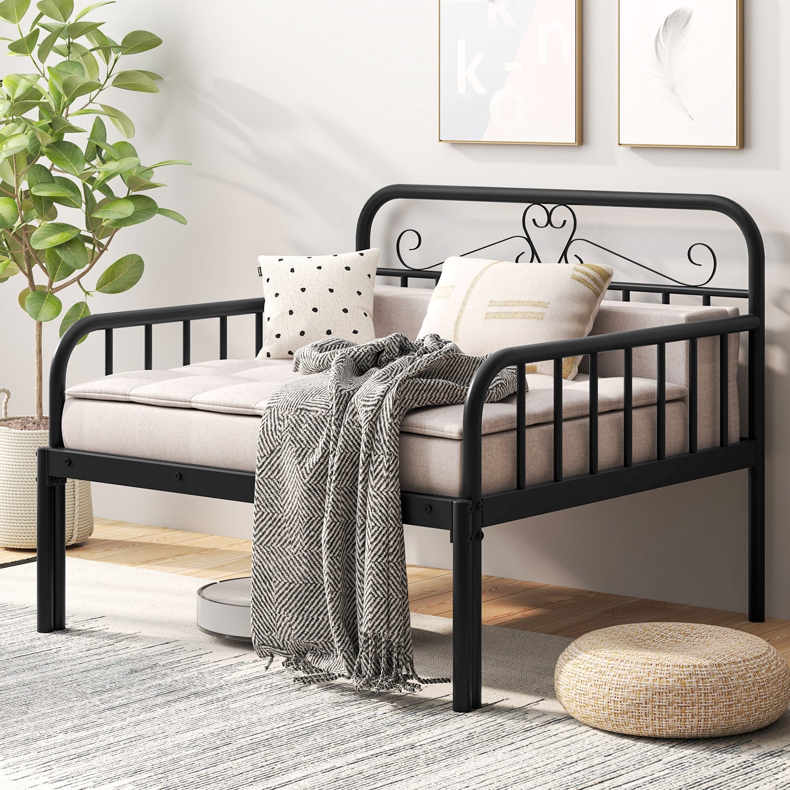 Extendable Metal Daybed To Twin Size, With Guardrails And Armrests, Black Bunk Bed Frame at Gallery Canada